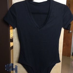 Deep V-neck black bodysuit size SMALL
